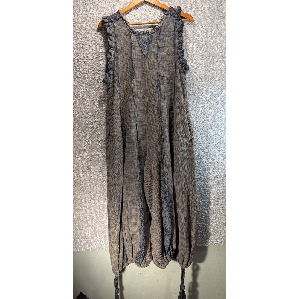 Oli & Hali Cotton Gauze Washed Ruffle Romper S Relax Lagenlook Bohemian Coastal - Picture 2 of 16